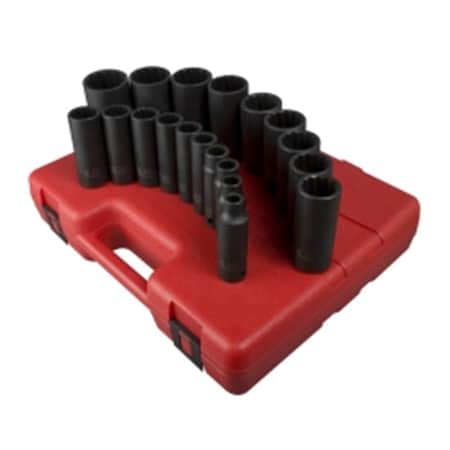 Cool Kitchen 50in. Drive 12 Point SAE Deep Impact Socket Set - 19 Pieces CO1641883